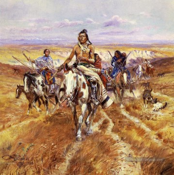 Quand les plaines étaient son art occidental Amérindien Charles Marion Russell Peinture à l'huile